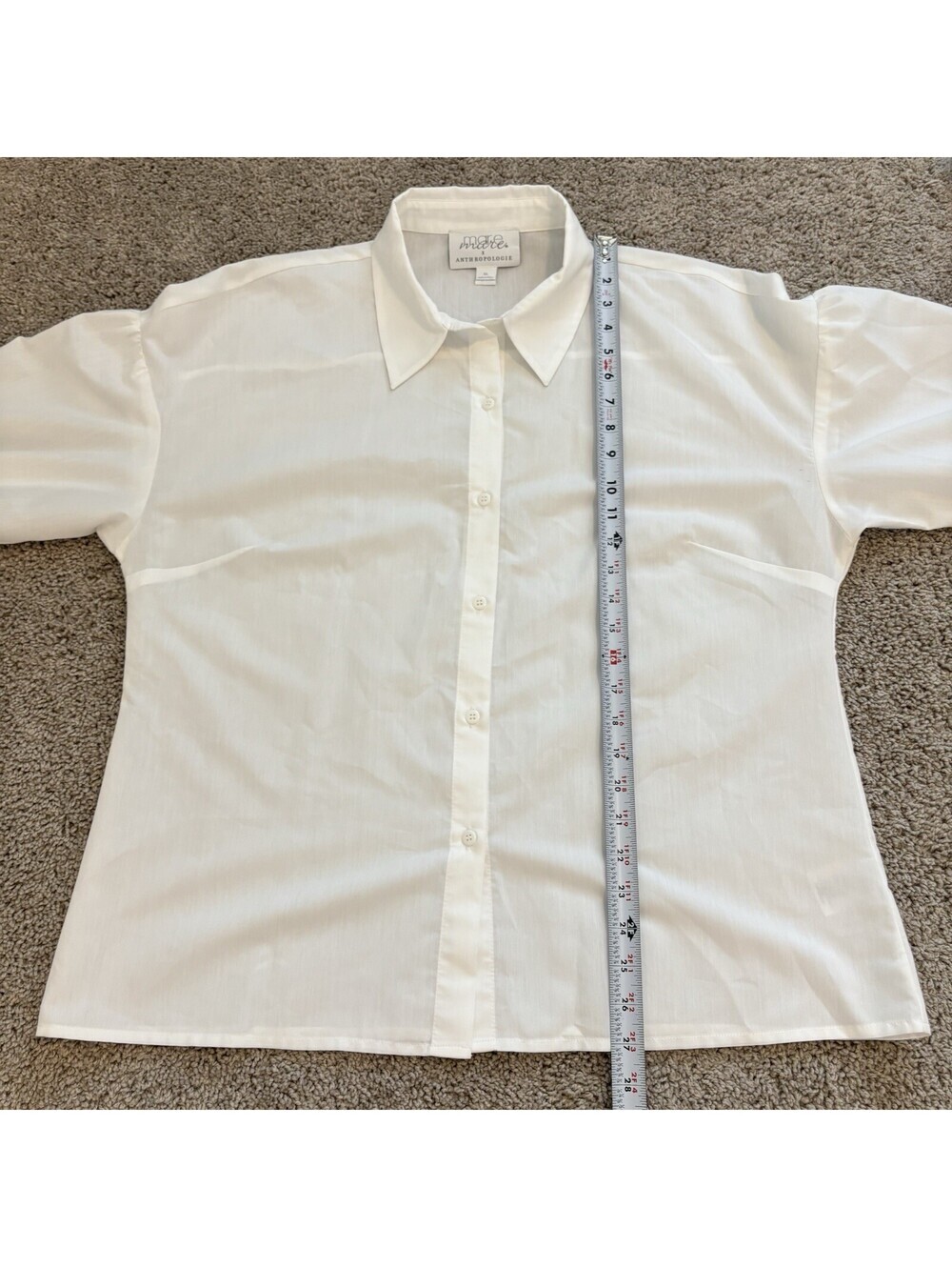 Mare Mare x Anthropologie White Cotton Button Up Tie Sleeve Women’s Size XL EUC - Picture 8 of 8